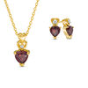 Thumbnail Image 1 of Heart-Shaped Garnet and Diamond Accent Pendant and Earrings Set in Sterling Silver with 18K Gold Plate