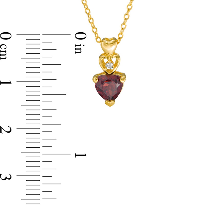 Main Image 2 of Heart-Shaped Garnet and Diamond Accent Pendant and Earrings Set in Sterling Silver with 18K Gold Plate