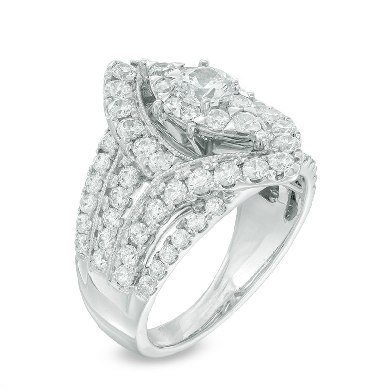 2 CT. T.W. Diamond Marquise Frame Vintage-Style Engagement Ring in 14K White Gold