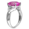 Thumbnail Image 2 of Oval Lab-Created Pink Sapphire and Diamond Accent Twist Ring in Sterling Silver