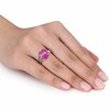 Thumbnail Image 3 of Oval Lab-Created Pink Sapphire and Diamond Accent Twist Ring in Sterling Silver