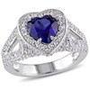 Thumbnail Image 1 of 8.0mm Heart-Shaped Lab-Created Blue and White Sapphire Frame Ring in Sterling Silver