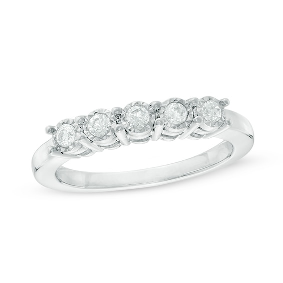 1/5 CT. T.w. Diamond Five Stone Anniversary Band in 10K White Gold