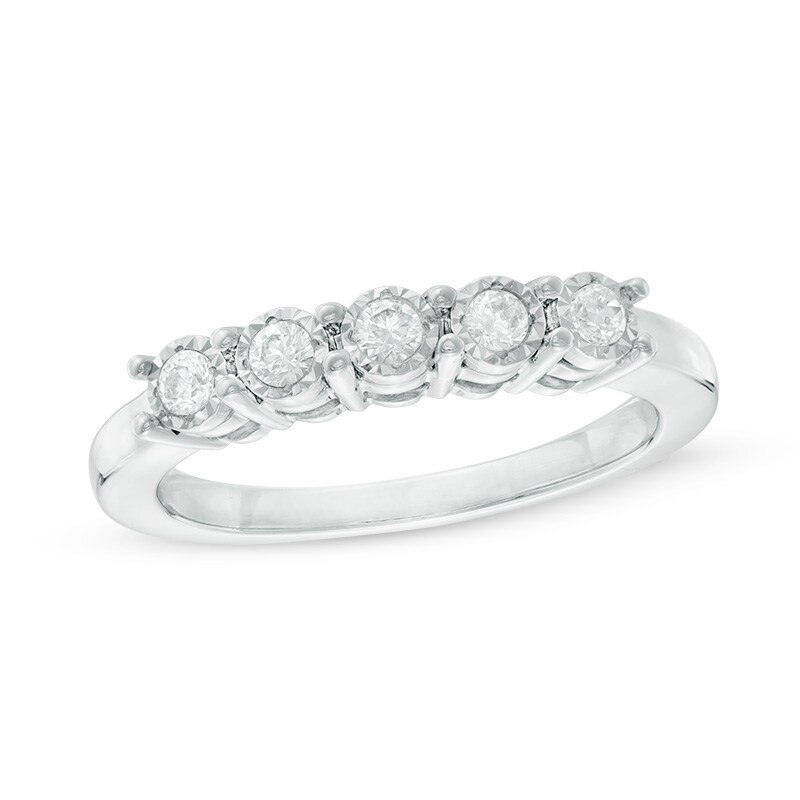 Main Image 1 of 1/5 CT. T.W. Diamond Five Stone Anniversary Band in 10K White Gold