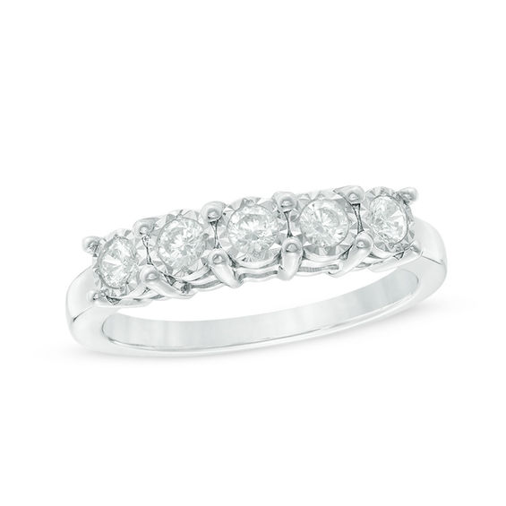 1/3 CT. T.w. Diamond Five Stone Anniversary Band in 10K White Gold