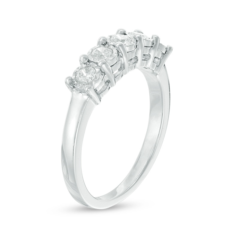 Main Image 2 of 1/3 CT. T.W. Diamond Five Stone Anniversary Band in 10K White Gold