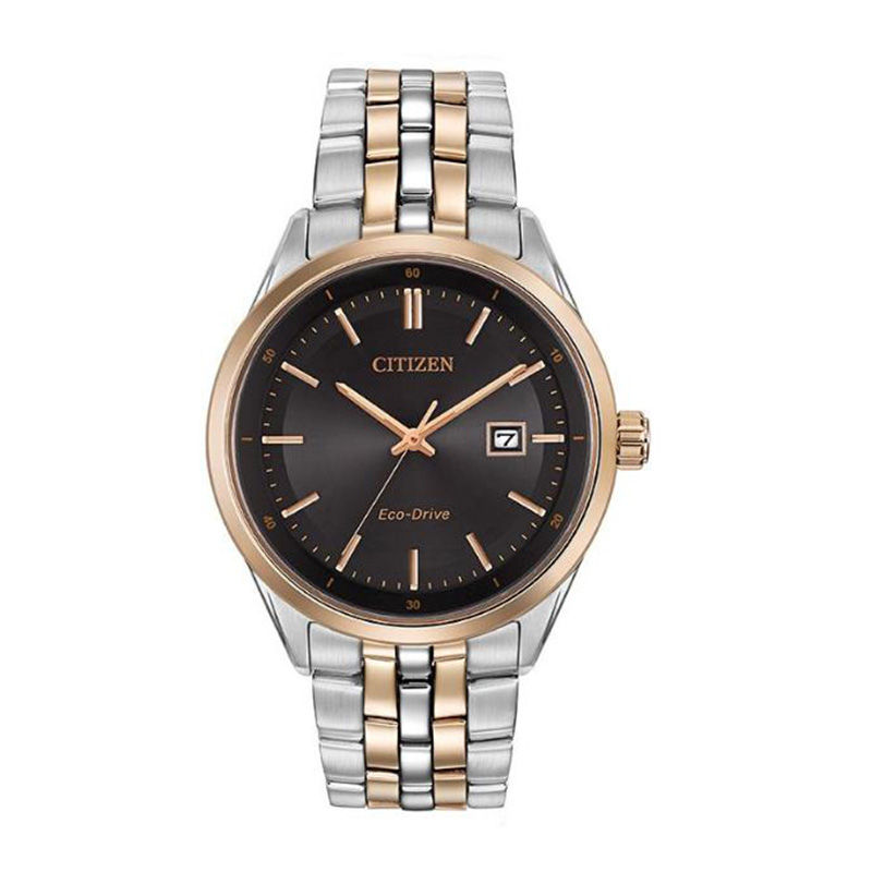 Main Image 1 of Men's Citizen Eco-Drive® Two-Tone Watch with Black Dial (Model: BM7256-50E)