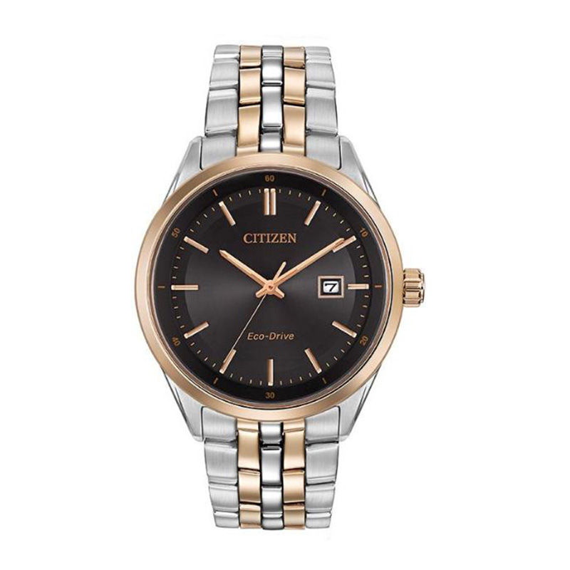 Men's Citizen Eco-Drive® Two-Tone Watch with Black Dial (Model: BM7256-50E)