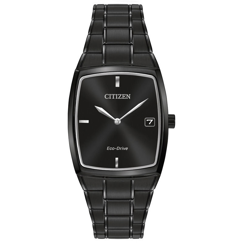 Men's Citizen Eco-Drive® Black IP Watch with Black Tonneau Dial (Model: AU1077-59H)
