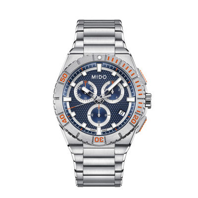 Mido silver tone ocean star chronograph watch Clearance