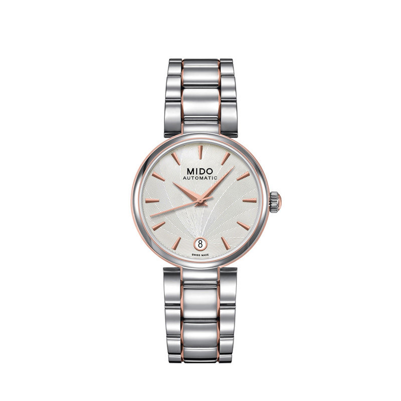 Ladies' MIDO® Baroncelli Automatic Two-Tone Watch with Silver-Tone Dial (Model: M022.207.00.031.11)