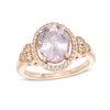 Thumbnail Image 1 of Oval Rose de France Amethyst and Lab-Created White Sapphire Frame Ring in 10K Rose Gold