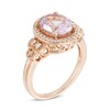 Thumbnail Image 2 of Oval Rose de France Amethyst and Lab-Created White Sapphire Frame Ring in 10K Rose Gold