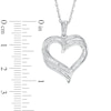 Thumbnail Image 2 of Baguette Lab-Created White Sapphire Double Row Heart Pendant in Sterling Silver