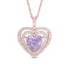 Thumbnail Image 1 of 8.0mm Rose de France Amethyst and Lab-Created White Sapphire Heart Pendant in Sterling Silver and 14K Rose Gold Plate