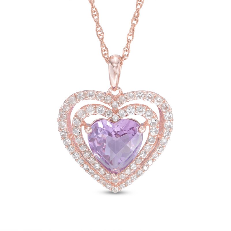 14k Rose Gold Rose de France Pink Amethyst Heart Pendant 14k Rose Gold Rose de France Pink Amethyst Heart Pendant