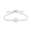 Thumbnail Image 0 of 7.0mm Cushion-Cut Lab-Created White Sapphire Frame Bolo Bracelet in Sterling Silver - 9.0"