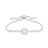 Thumbnail Image 1 of 7.0mm Cushion-Cut Lab-Created White Sapphire Frame Bolo Bracelet in Sterling Silver - 9.0"