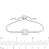 Thumbnail Image 1 of 7.0mm Cushion-Cut Lab-Created White Sapphire Frame Bolo Bracelet in Sterling Silver - 9.0"