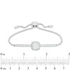 Thumbnail Image 2 of 7.0mm Cushion-Cut Lab-Created White Sapphire Frame Bolo Bracelet in Sterling Silver - 9.0"