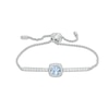 Thumbnail Image 0 of 7.0mm Cushion-Cut Lab-Created Blue Spinel and White Sapphire Frame Bolo Bracelet in Sterling Silver - 9.0"