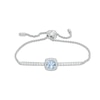 Thumbnail Image 1 of 7.0mm Cushion-Cut Lab-Created Blue Spinel and White Sapphire Frame Bolo Bracelet in Sterling Silver - 9.0"