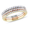 Thumbnail Image 0 of 5/8 CT. T.W. Diamond Stackable Three Band Set in Sterling Silver with Two-Tone Rhodium Plating