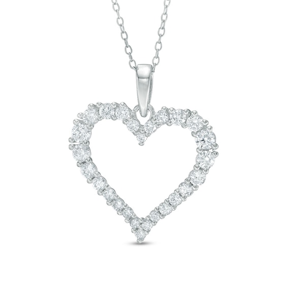 Lab-Created White Sapphire Heart Pendant in Sterling Silver