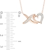 Thumbnail Image 1 of Lab-Created White Sapphire "XO" Heart Necklace in Sterling Silver with 14K Rose Gold Plate