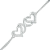 Thumbnail Image 1 of Lab-Created White Sapphire Double Heart Infinity Bracelet in Sterling Silver - 7.25"