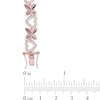 Thumbnail Image 2 of Lab-Created White Sapphire &quot;XO&quot; Heart Bracelet in Sterling Silver with 18K Rose Gold Plate - 7.25&quot;
