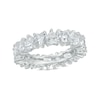 Thumbnail Image 1 of 4.0mm Heart-Shaped Lab-Created White Sapphire Eternity Band in Sterling Silver
