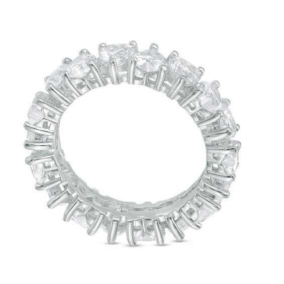 4.0mm Heart-Shaped Lab-Created White Sapphire Eternity Band in Sterling Silver