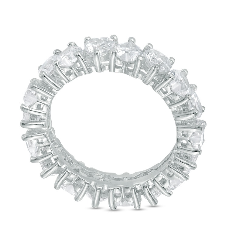 Main Image 2 of 4.0mm Heart-Shaped Lab-Created White Sapphire Eternity Band in Sterling Silver