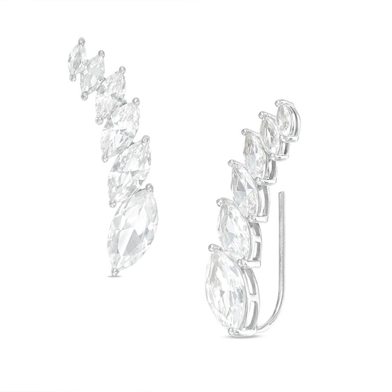 Journey Marquise Lab-Created White Sapphire Crawler Earrings in Sterling Silver