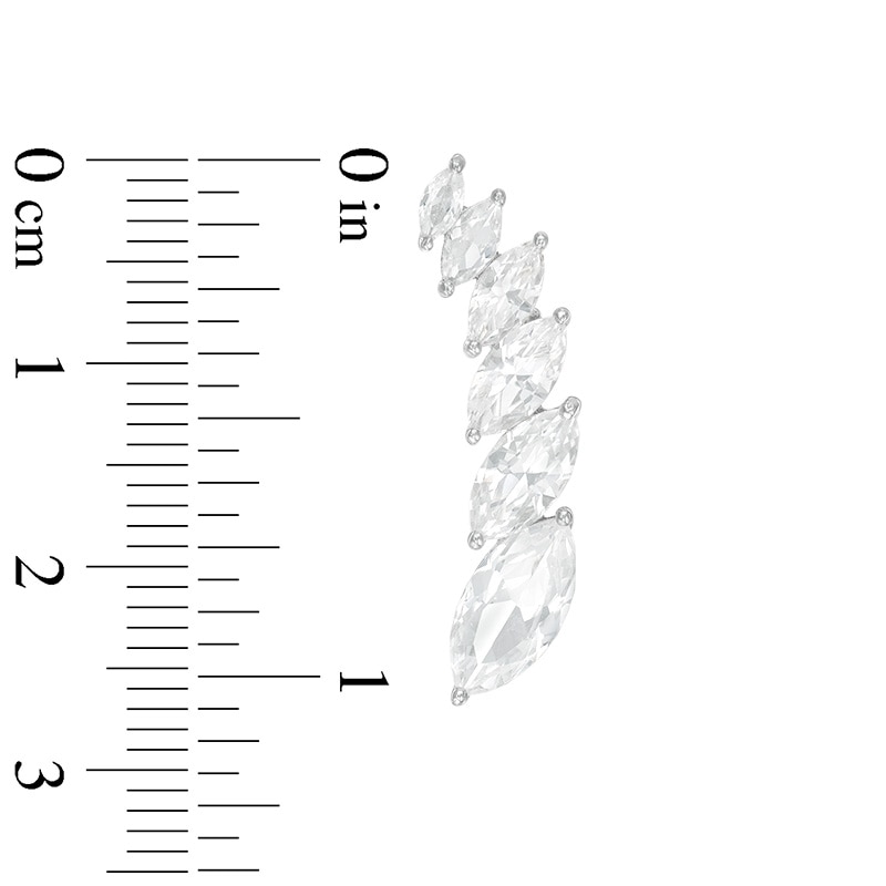 Main Image 2 of Journey Marquise Lab-Created White Sapphire Crawler Earrings in Sterling Silver