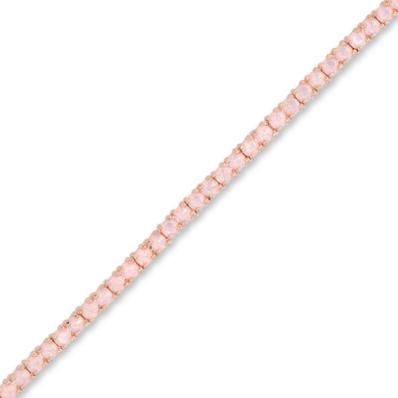 Main Image 1 of Lab-Created Pink Opal Line Bracelet in Sterling Silver with 18K Rose Gold Plate - 7.25"