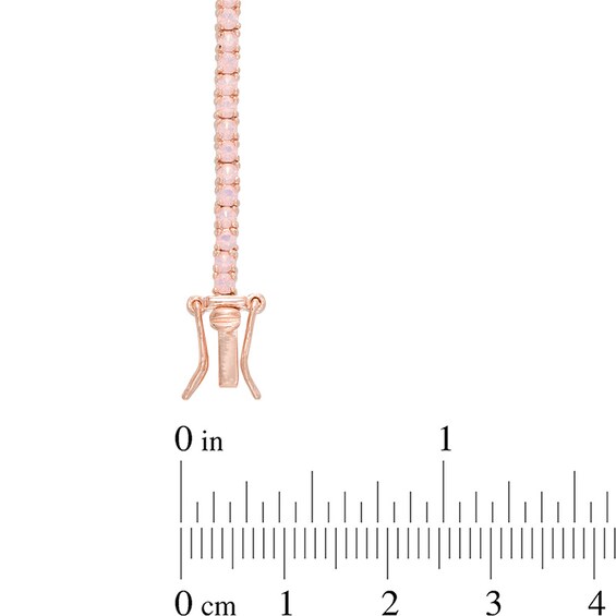 Lab-Created Pink Opal Line Bracelet in Sterling Silver with 18K Rose Gold Plate - 7.25"