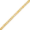 Thumbnail Image 1 of Lab-Created Opal Line Bracelet in Sterling Silver with 18K Gold Plate - 7.25"