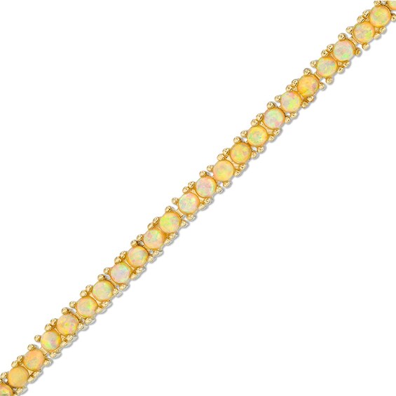 Lab-Created Opal Line Bracelet in Sterling Silver with 18K Gold Plate - 7.25"