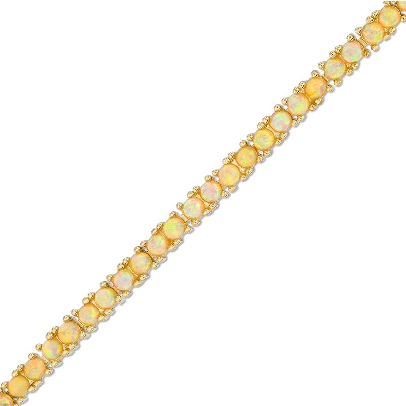 Main Image 1 of Lab-Created Opal Line Bracelet in Sterling Silver with 18K Gold Plate - 7.25"