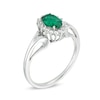 Thumbnail Image 1 of Oval Lab-Created Emerald and White Sapphire Sunburst Frame Ring in 10K White Gold