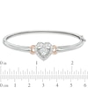 Thumbnail Image 2 of Lab-Created White Sapphire Heart Bangle in Sterling Silver and 14K Rose Gold Plate - 8"