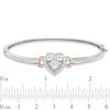 Thumbnail Image 1 of Lab-Created White Sapphire Heart Bangle in Sterling Silver and 14K Rose Gold Plate - 8"