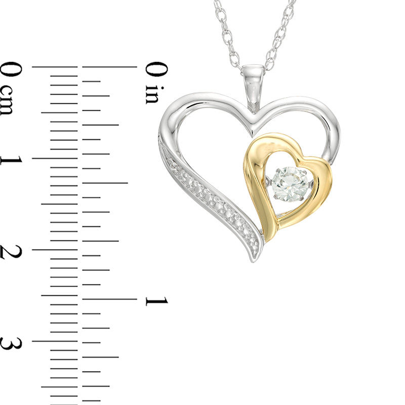 Main Image 2 of Lab-Created White Sapphire Double Heart Pendant in Sterling Silver and 14K Gold Plate