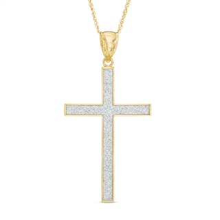 Glitter Enamel Cross Pendant in 10K Gold