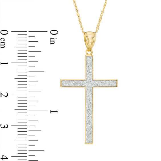 Glitter Enamel Cross Pendant in 10K Gold