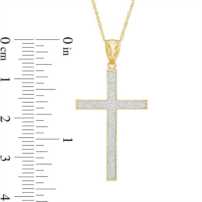 Glitter Enamel Cross Pendant in 10K Gold