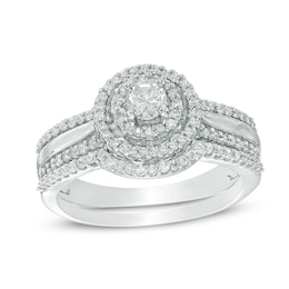 1/2 CT. T.W. Diamond Double Frame Bridal Set in 10K White Gold