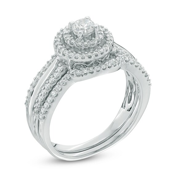 1/2 CT. T.w. Diamond Double Frame Bridal Set in 10K White Gold